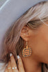 Plaid Print Wood Pumpkin Shape Drop Earrings