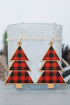 Plaid Print Wooden Tree Shape Dangle Earrings