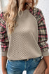 Plaid Raglan Sleeve Sweatshirt