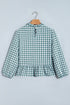 Plaid Shirred Three Quarter Sleeve Peplum Blouse