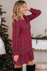 Plaid Shirt Collar Ruffle Hem Long Sleeve Mini Dress