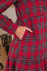 Plaid Shirt Collar Ruffle Hem Long Sleeve Mini Dress