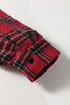 Plaid Shirt Collar Ruffle Hem Long Sleeve Mini Dress