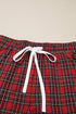 Plaid Slogan Embroidery Pocket Long Sleeve Lounge Set