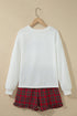 Plaid Slogan Embroidery Pocket Long Sleeve Lounge Set