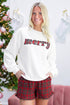 Plaid Slogan Embroidery Pocket Long Sleeve Lounge Set