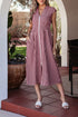 Plaid Smocked Full Zipper A Line Sleeveless Maxi Dress