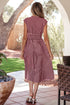 Plaid Smocked Full Zipper A Line Sleeveless Maxi Dress