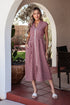 Plaid Smocked Full Zipper A Line Sleeveless Maxi Dress