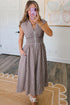 Plaid Smocked Full Zipper A Line Sleeveless Maxi Dress