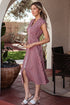 Plaid Smocked Full Zipper A Line Sleeveless Maxi Dress