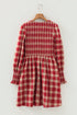 Plaid Smocked Puff Sleeve A Line Mini Dress
