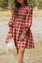 Plaid Smocked Puff Sleeve A Line Mini Dress
