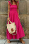 Plaid Smocked Square Neck Fit And Flare Maxi Dress