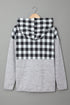 Plaid Splicing Pocketed Gray Hoodie