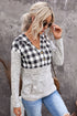Plaid Splicing Pocketed Gray Hoodie