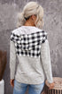 Plaid Splicing Pocketed Gray Hoodie