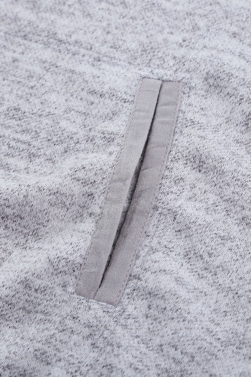 Plaid Splicing Pocketed Gray Hoodie