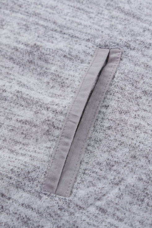 Plaid Splicing Pocketed Gray Hoodie