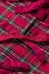Plaid Tie Neck Ruffle Cuff Long Sleeve Blouse