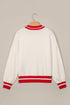 Plaid Tree Applique Round Neck Loose Sweater