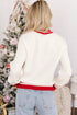 Plaid Tree Applique Round Neck Loose Sweater