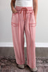 Plaid Trim Drawstring Elastic Waist Shift Pants