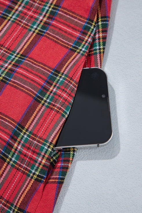 Plaid V Neck Collar And Cuff Mini Dress