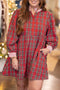 Plaid V Neck Collar And Cuff Mini Dress