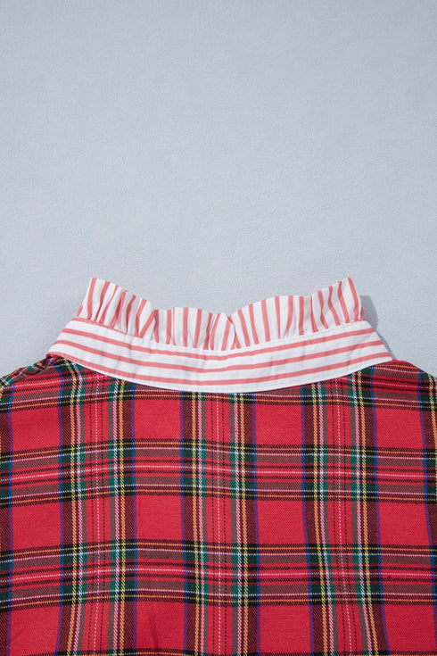 Plaid V Neck Collar And Cuff Mini Dress