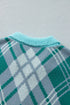 Plaid V Neck Long Sleeve Shift Cardigan