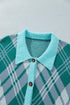 Plaid V Neck Long Sleeve Shift Cardigan