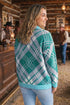 Plaid V Neck Long Sleeve Shift Cardigan