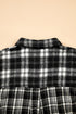 Plaid V Neck Long Sleeve Shift Shirt Jacket