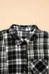 Plaid V Neck Long Sleeve Shift Shirt Jacket