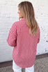 Plaid V Neck Long Sleeve Tunic Loose Fit Blouse