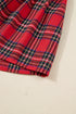 Plaid V Neck Ruffle Hem Tie Waist Maxi Dress