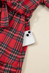 Plaid V Neck Ruffle Hem Tie Waist Maxi Dress