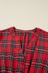 Plaid V Neck Ruffle Hem Tie Waist Maxi Dress