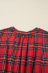 Plaid V Neck Ruffle Hem Tie Waist Maxi Dress