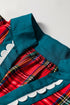 Plaid V Neck Short Sleeve Shift Silhouette Blouse