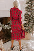 Plaid V Neck Tie Waist Ruffle Maxi Dress