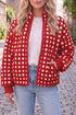 Plaid Zip Up Long Sleeve Textured Jacket