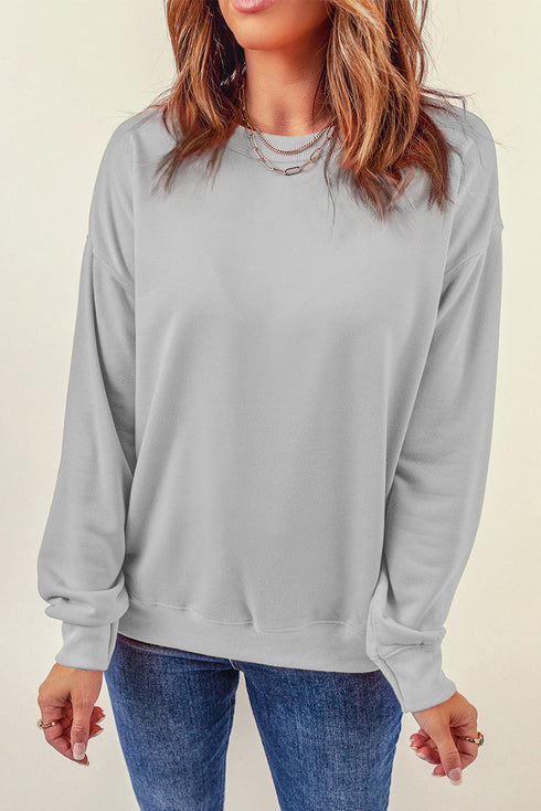 Plain Crew Neck Pullover Sweatshirt