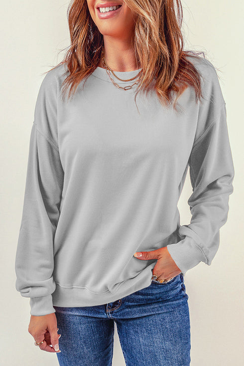 Plain Crew Neck Pullover Sweatshirt
