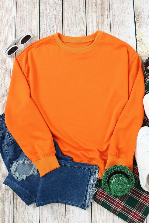 Plain Crew Neck Pullover Sweatshirt