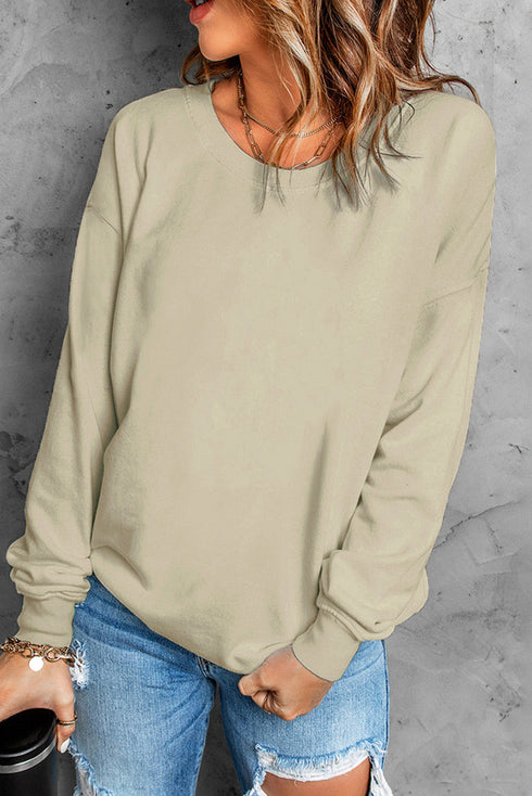 Plain Crew Neck Pullover Sweatshirt