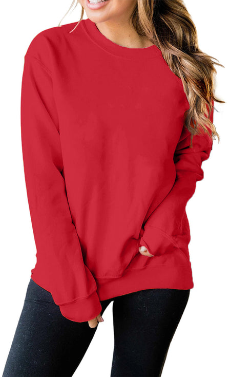 Plain Crew Neck Pullover Sweatshirt