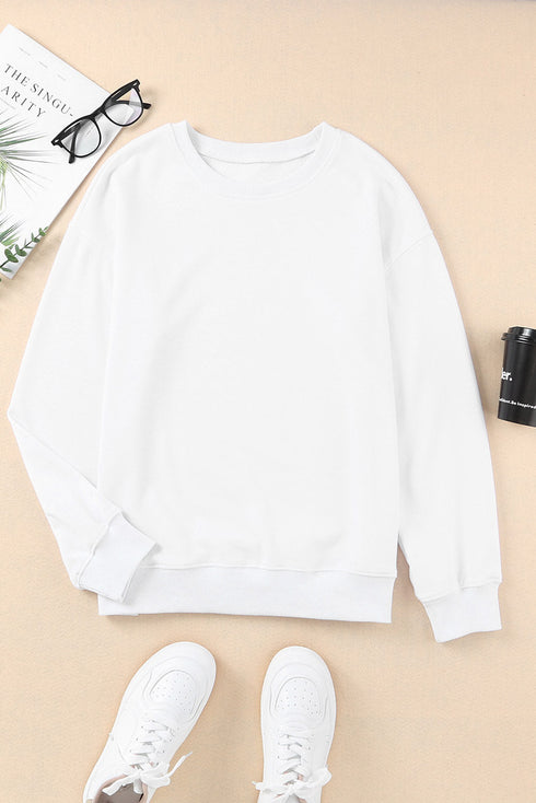Plain Crew Neck Pullover Sweatshirt