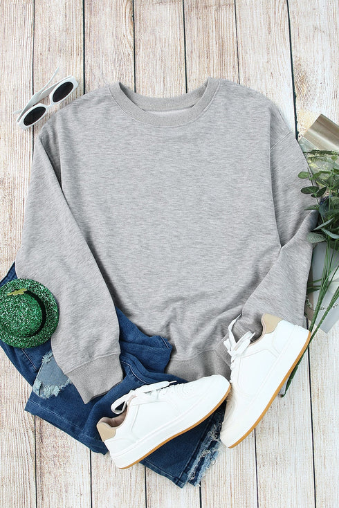 Plain Crew Neck Pullover Sweatshirt